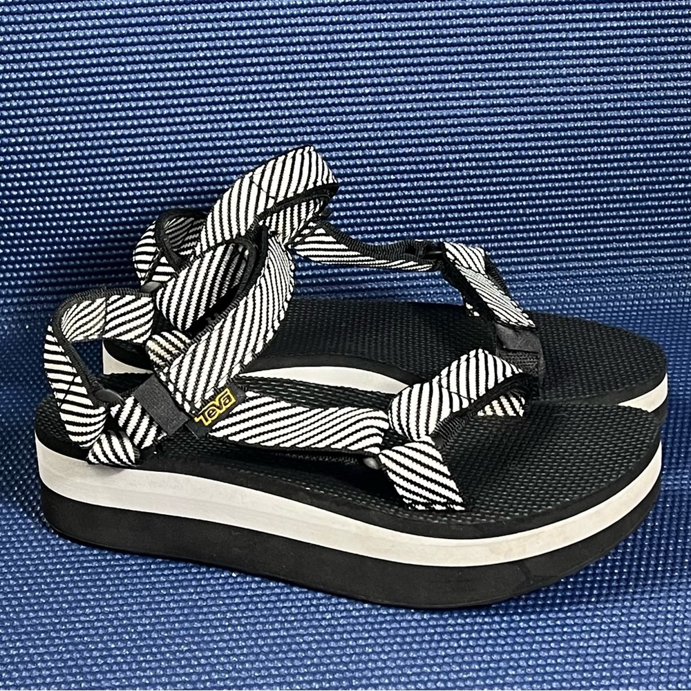 Teva Black and White Striped Sandals